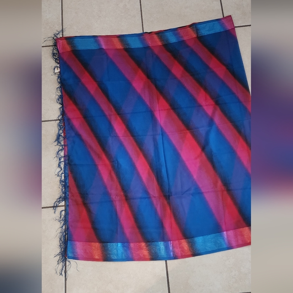 New Coconuts Blue and Pink Striped Sarong Scarf.